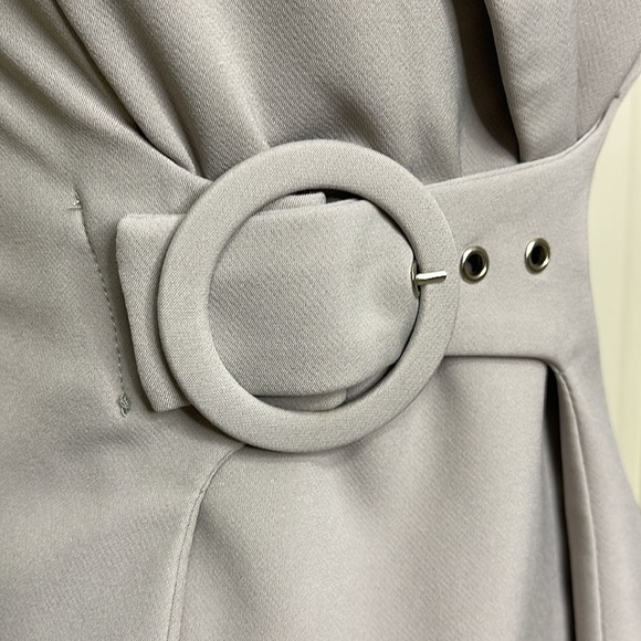 Catwalk Womens Button Wrap Belted Mini Dress Sleeveless Taupe Size S Runway - Picture 3 of 10